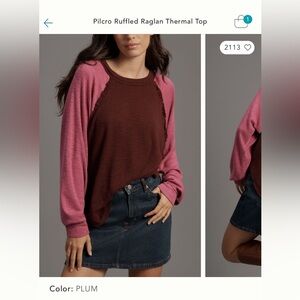 Anthropologie Pilcro Ruffled Thermal Top